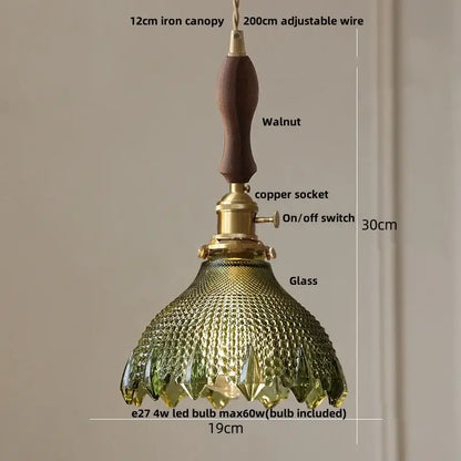 Modern brass and textured clear glass knob switch pendant light kitchen