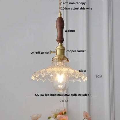 Modern brass and textured clear glass knob switch pendant light kitchen