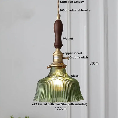 Modern brass and textured clear glass knob switch pendant light kitchen