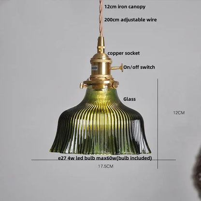 Modern brass and textured clear glass knob switch pendant light kitchen