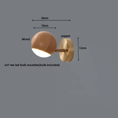 Modern brass and walnut led wall sconce bedroom spotlight