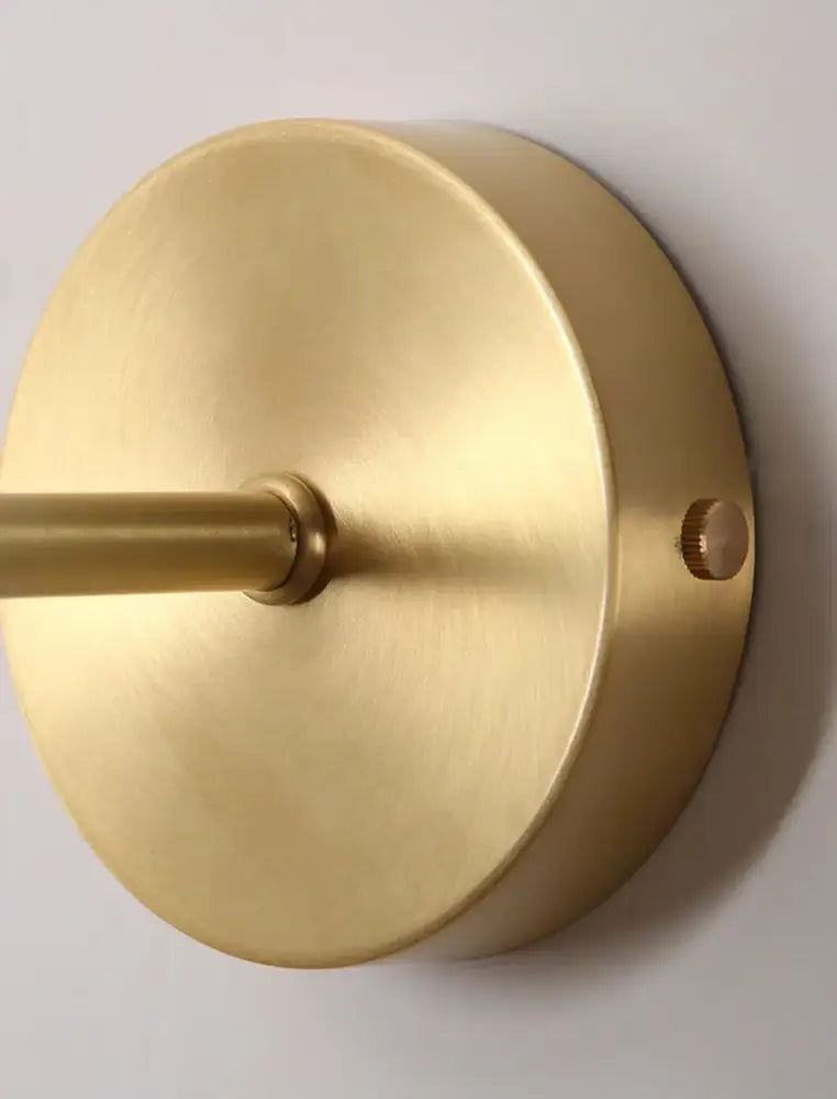 Modern brass and walnut wood wall sconce – bedroom sphere light