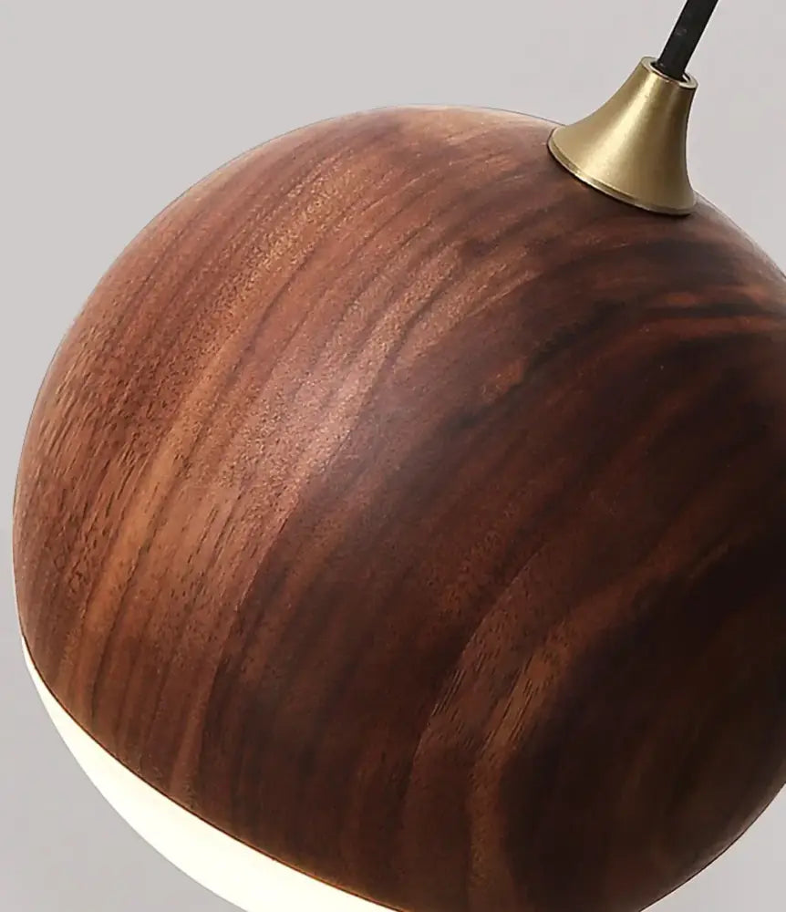 Modern brass and walnut wood wall sconce – bedroom sphere light