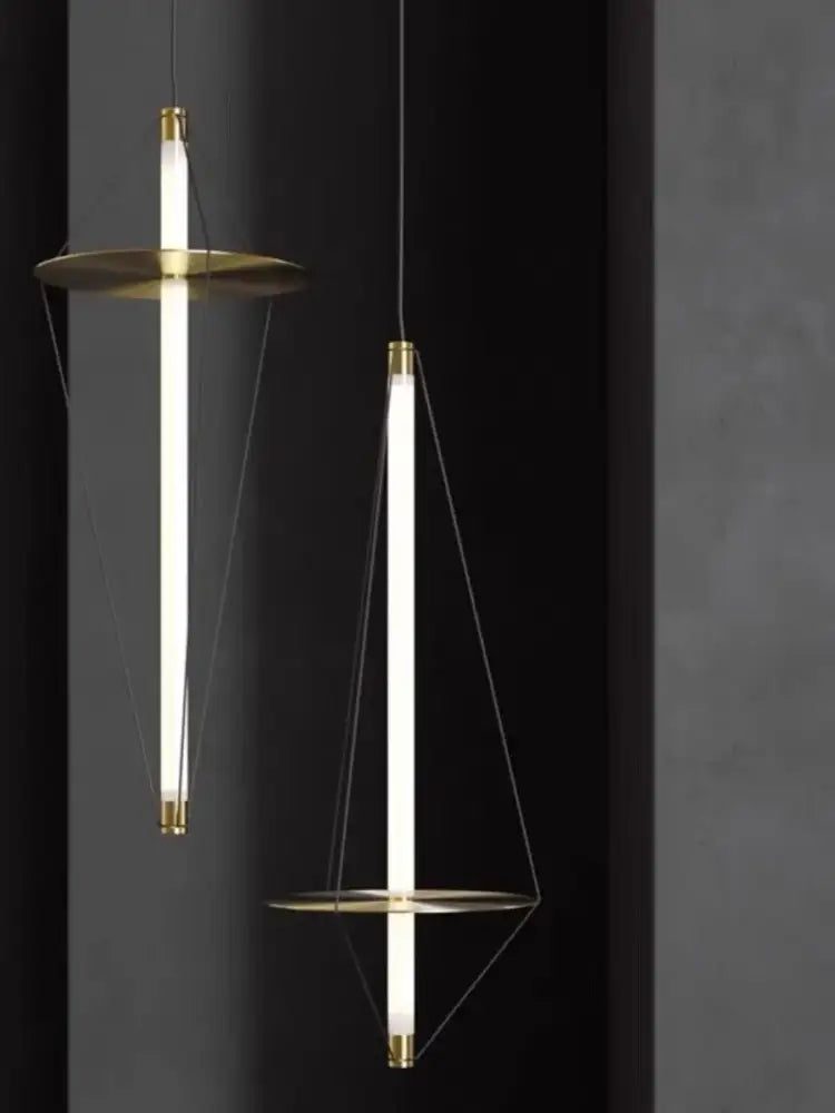 Modern brass and white led disc pendant light bedroom chandelier