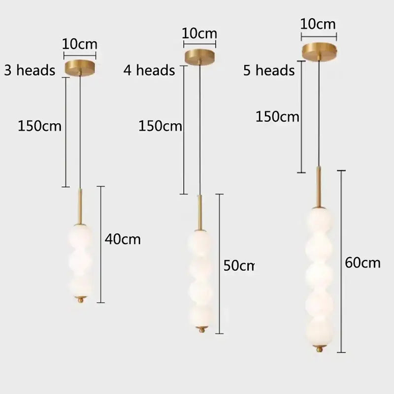 Modern brass and white pearl led pendant lights kitchen hanging lamp