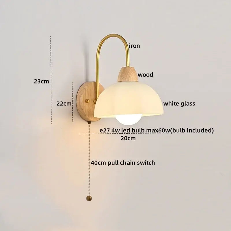 Modern brass and wood tulip led wall lamps living room decor