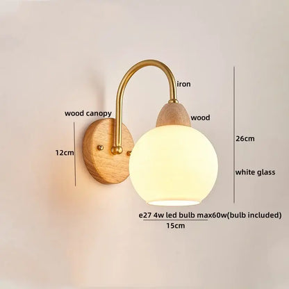 Modern brass and wood tulip led wall lamps living room decor