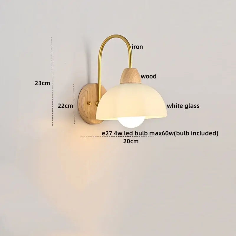 Modern brass and wood tulip led wall lamps living room decor
