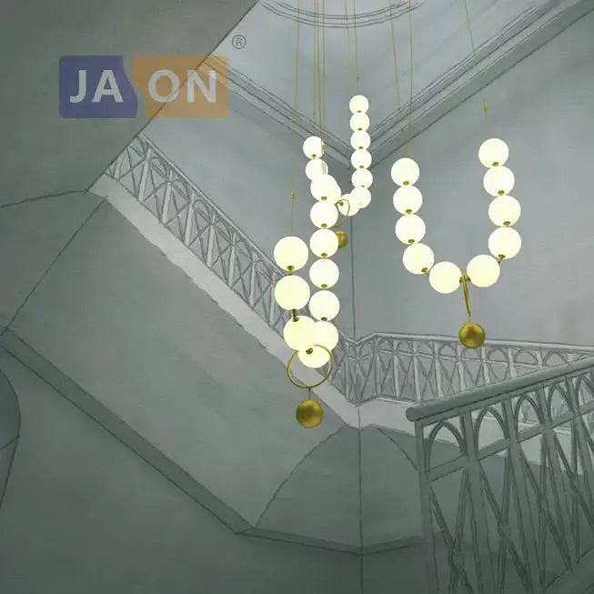Modern brass artistic necklace chandelier living room pendant light