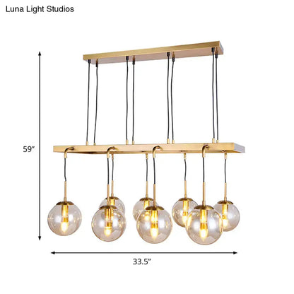 Modern brass ball clear glass island chandelier dining room light