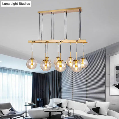 Modern brass ball clear glass island chandelier dining room light