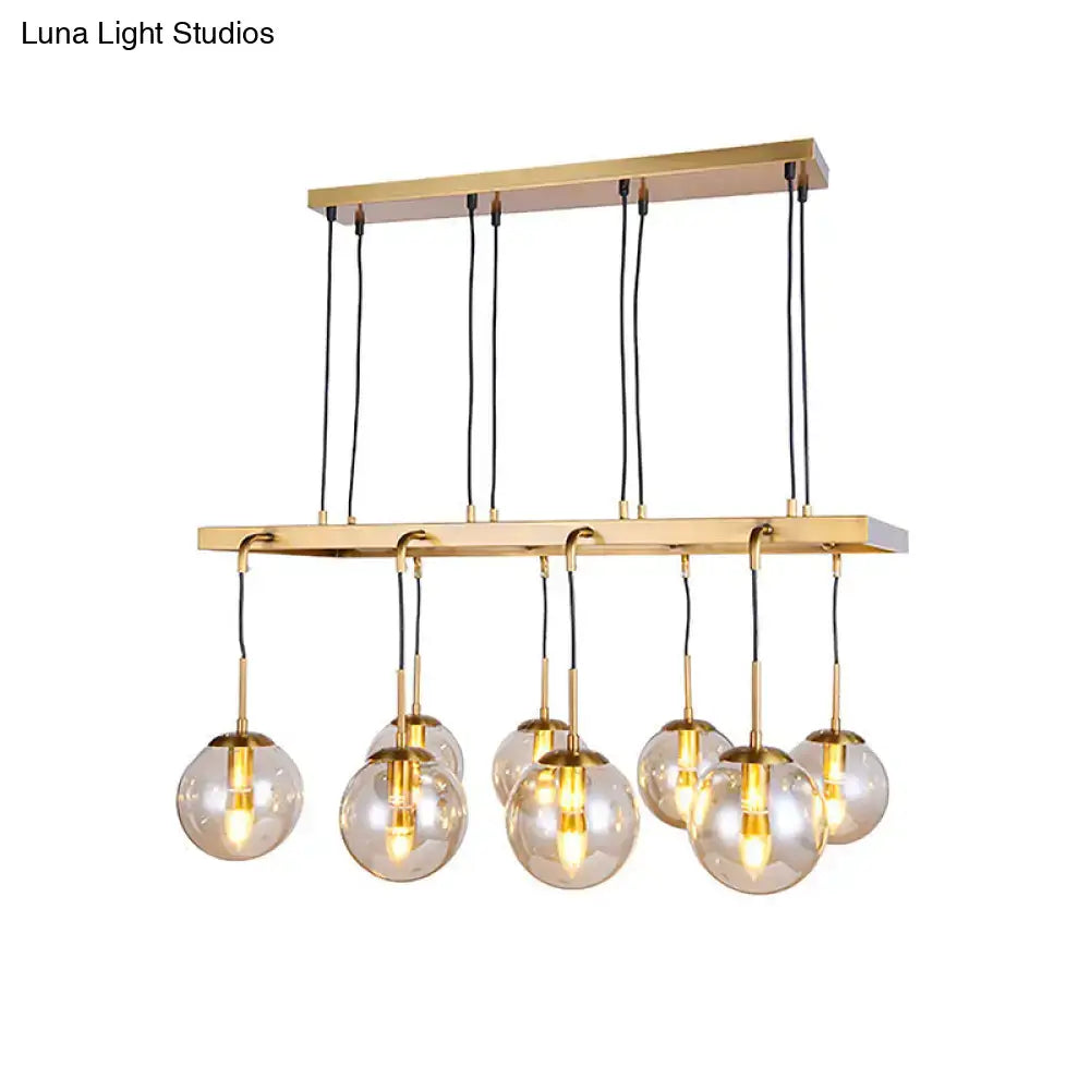 Modern brass ball clear glass island chandelier dining room light