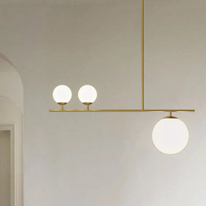 Modern brass ball pendant light opal glass island dining room