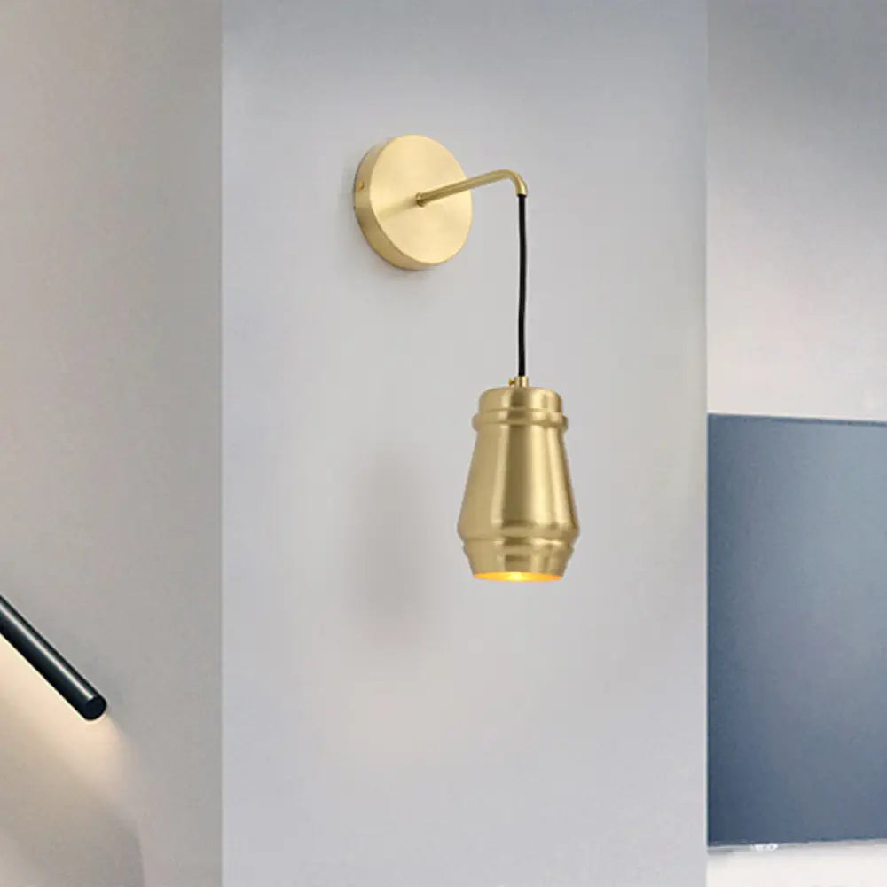 DecorBites™ Modern Brass Bedroom Wall Sconce with Urn-Shaped Metal Shade