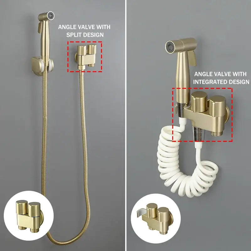 Modern brass bidet faucet set bathroom dual handle wall sprayer