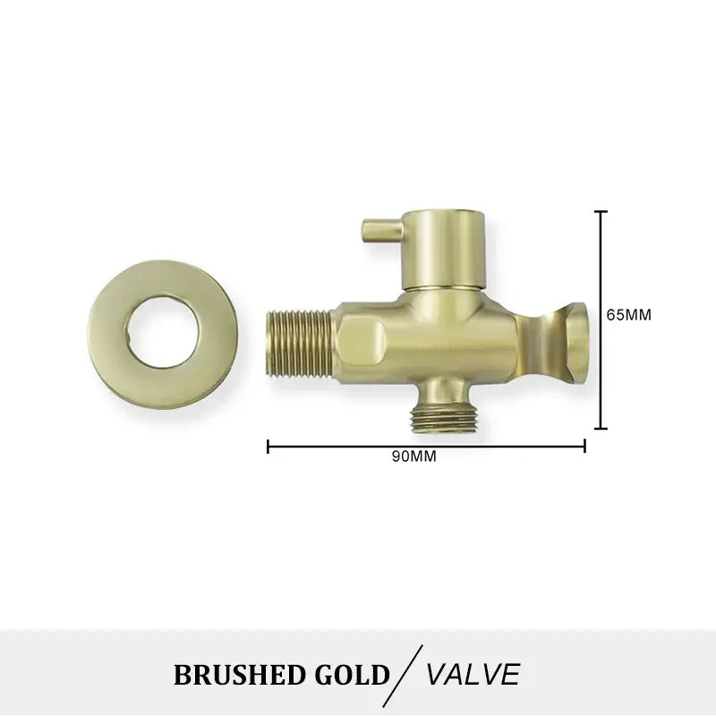 Modern brass bidet spray kit for bathroom with coiled hose