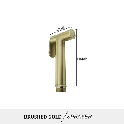 Modern brass bidet spray kit for bathroom with coiled hose