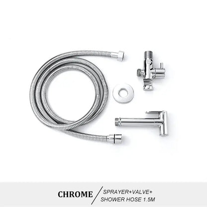 Modern brass bidet spray kit for bathroom with coiled hose