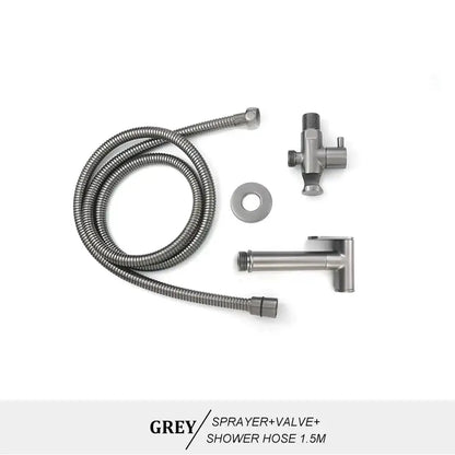 Modern brass bidet spray kit for bathroom with coiled hose