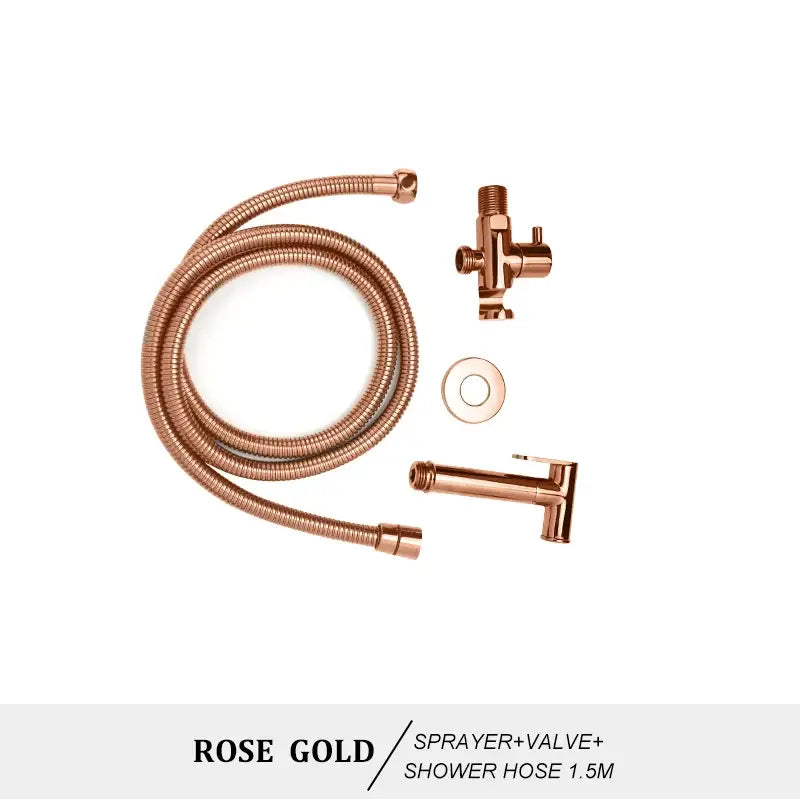 Modern brass bidet spray kit for bathroom with coiled hose