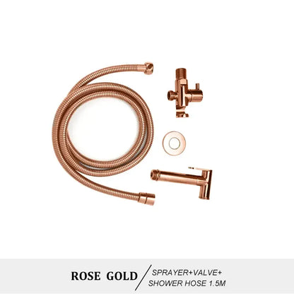 Modern brass bidet spray kit for bathroom with coiled hose