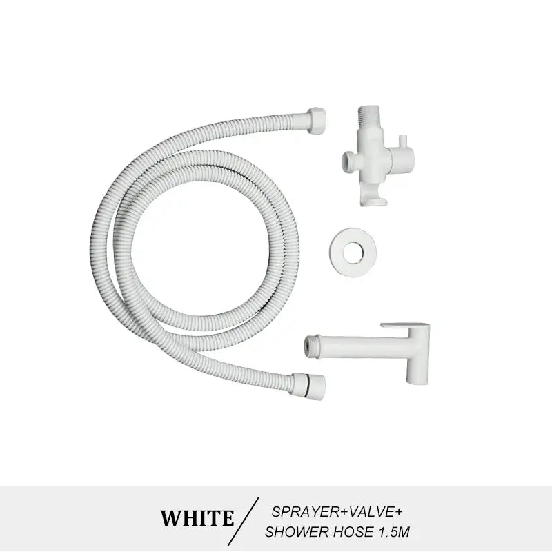 Modern brass bidet spray kit for bathroom with coiled hose