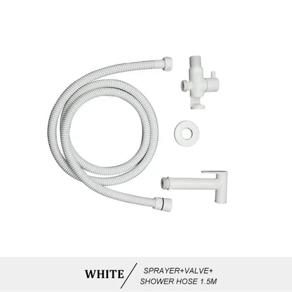 Modern brass bidet spray kit for bathroom with coiled hose