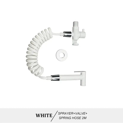 Modern brass bidet spray kit for bathroom with coiled hose