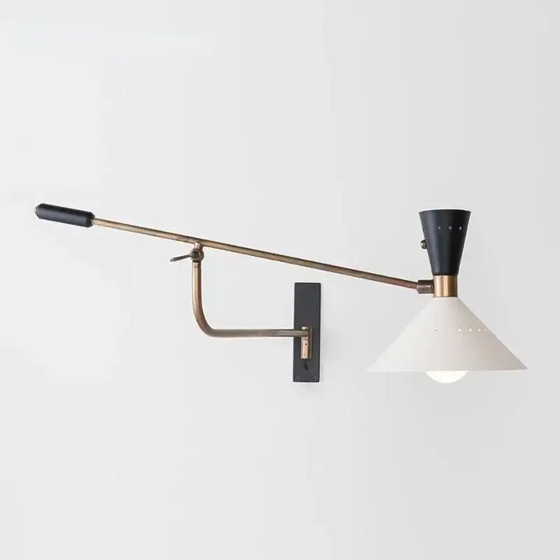 Modern brass & black adjustable metal bedroom sconce light
