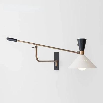 Modern brass & black adjustable metal bedroom sconce light