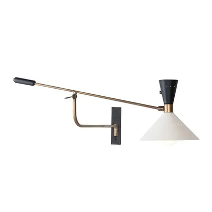 Modern brass & black adjustable metal bedroom sconce light