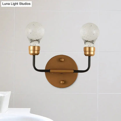 Modern brass & black bulb shaped sconce lamp for bedroom