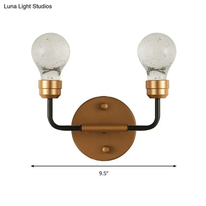 Modern brass & black bulb shaped sconce lamp for bedroom