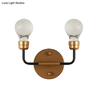 Modern brass & black bulb shaped sconce lamp for bedroom