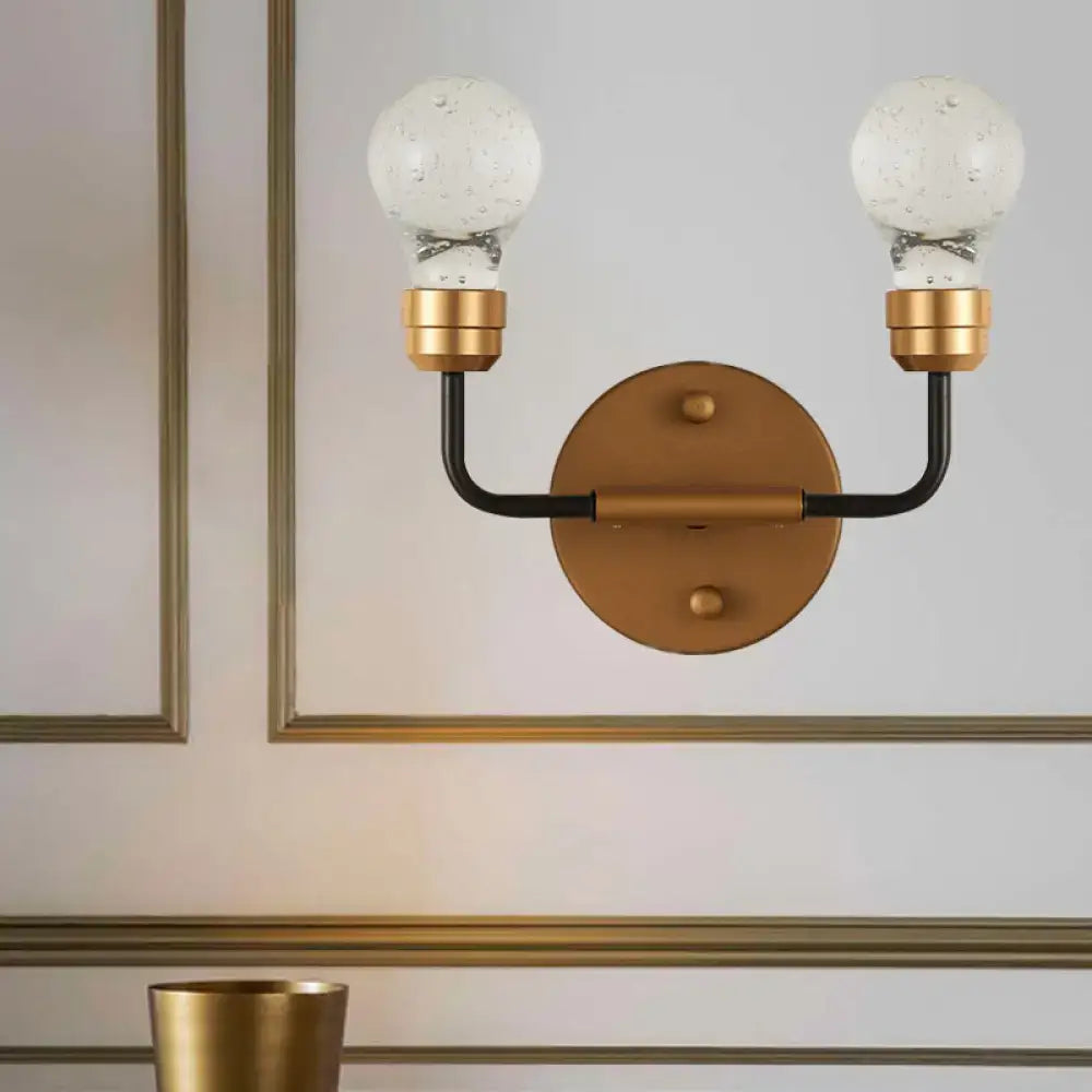 Modern brass & black bulb shaped sconce lamp for bedroom