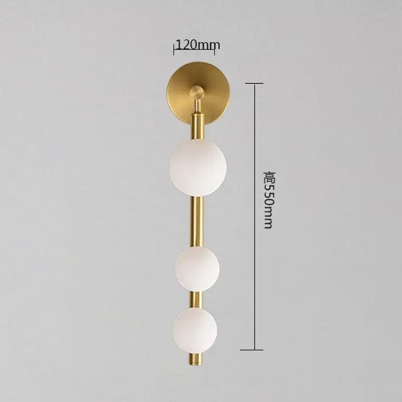 Modern brass & black frosted glass wall lamp for living room