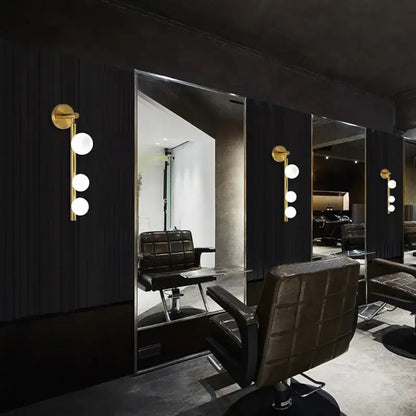 Modern brass & black frosted glass wall lamp for living room