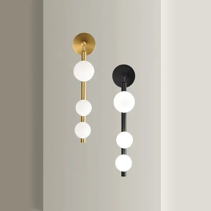 Modern brass & black frosted glass wall lamp for living room