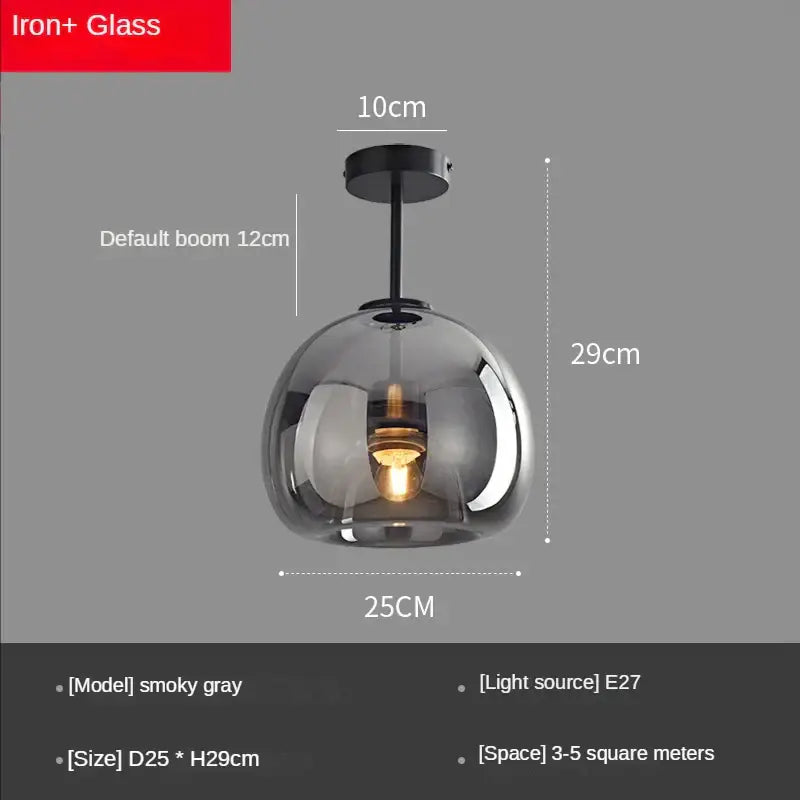 Modern brass & black glass ball led ceiling light for living room