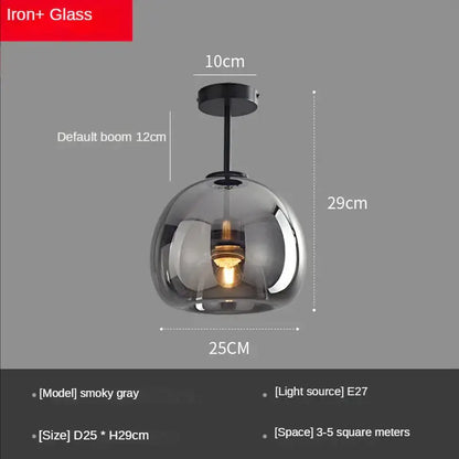 Modern brass & black glass ball led ceiling light for living room