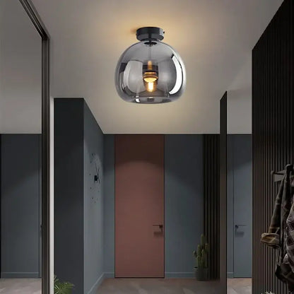 Modern brass & black glass ball led ceiling light for living room