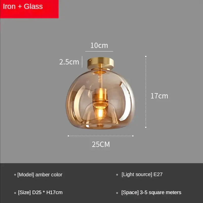 Modern brass & black glass ball led ceiling light for living room