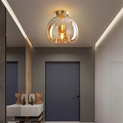 Modern brass & black glass ball led ceiling light for living room