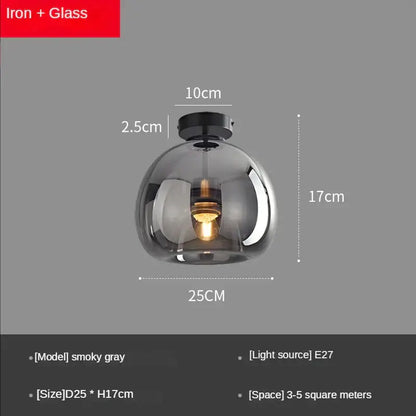 Modern brass & black glass ball led ceiling light for living room