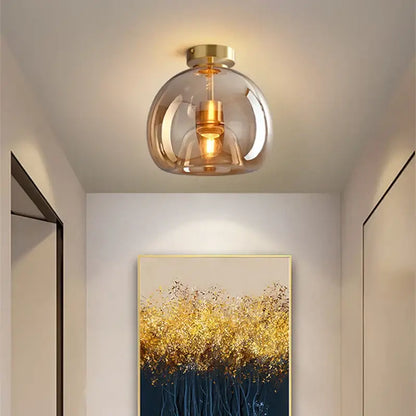 Modern brass & black glass ball led ceiling light for living room