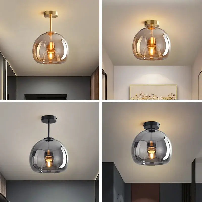 Modern brass & black glass ball led ceiling light for living room