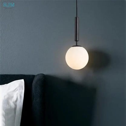 Modern brass & black glass ball led pendant light dining room