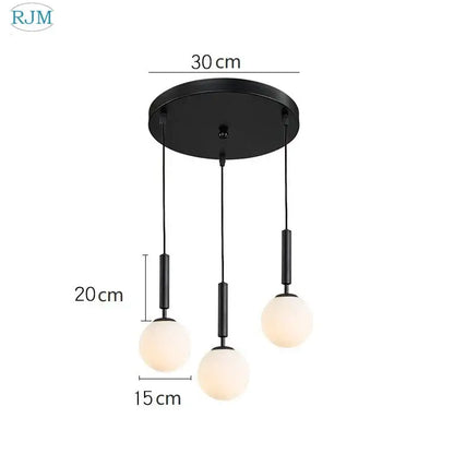 Modern brass & black glass ball led pendant light dining room