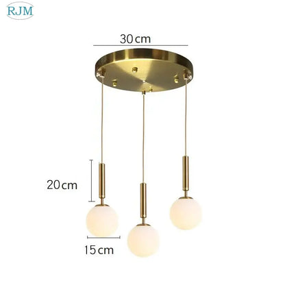 Modern brass & black glass ball led pendant light dining room