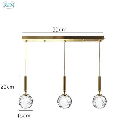 Modern brass & black glass ball led pendant light dining room
